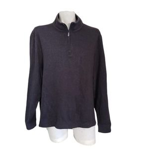 Men's Van Heusen Heather Gray Flex Mock Neck Long Sleeve 1/4 Zip Polo Sz XL